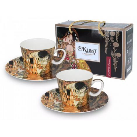 Komplet dwóch filiżanek Carmani 125ml espresso ze spodkami - G. Klimt, Pocałunek - 3